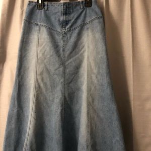 Faded glory long denim skirt